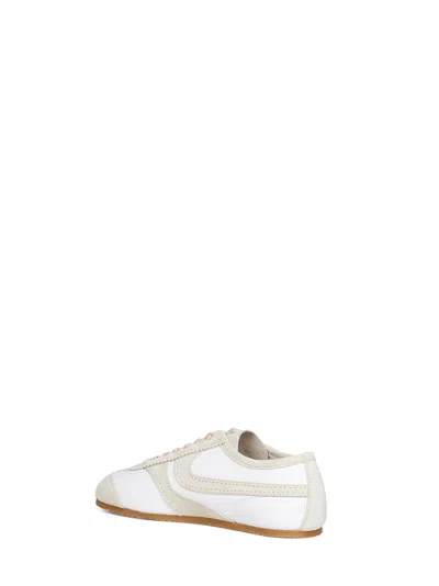 Dries Van Noten Leather Sneakers Low Profile Suede Panels Rubber Sole In White
