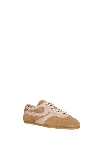 Dries Van Noten Women Beige Low-top Sneakers With Two-tone Lace-up In Suede Woman In White