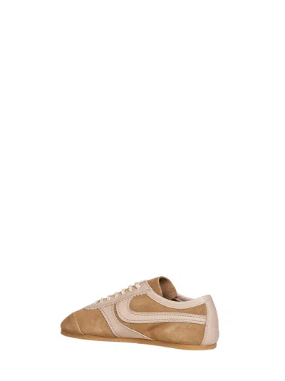 Dries Van Noten Women Beige Low-top Sneakers With Two-tone Lace-up In Suede Woman In White