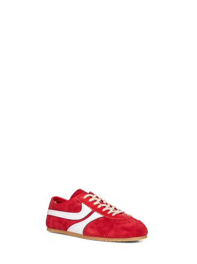 Dries Van Noten 70s Marathon Spirit Suede Low-top Sneakers In Red