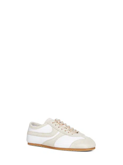 Dries Van Noten White Nappa Leather Sneakers With Suede Details In White