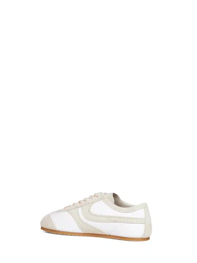 Dries Van Noten White Nappa Leather Sneakers With Suede Details In White