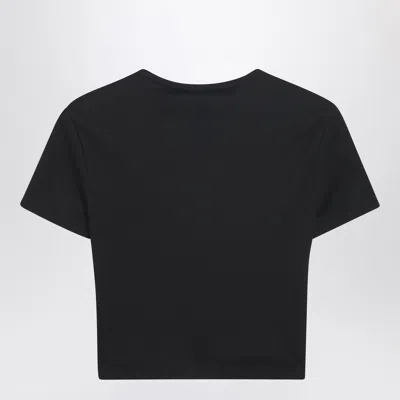 Fendi Women T-shirt A Coste Cropped Con Dettaglio Logo In Cotone Stretch Nero Donna In Black