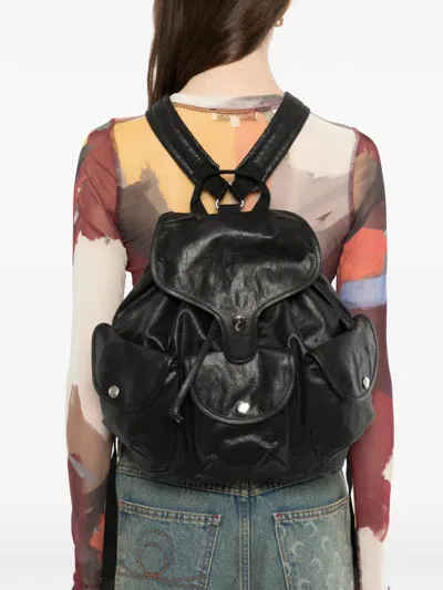 Open Yy Drawstring Backpack In Black