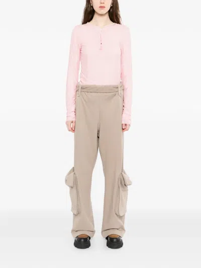 Open Yy Mesh Hooked T-shirt In Pink