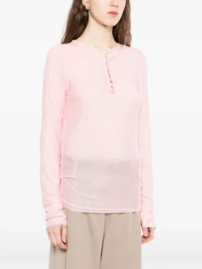 Open Yy Mesh Hooked T-shirt In Pink