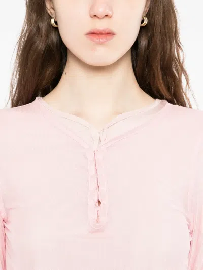 Open Yy Mesh Hooked T-shirt In Pink