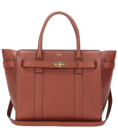 Mulberry Small Zipped Bayswater Leather Tote In Oak