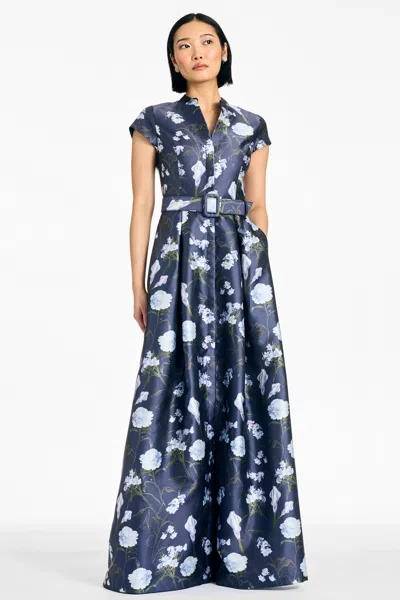 Sachin & Babi Sachin Babi Marta Floral Gown In Blue