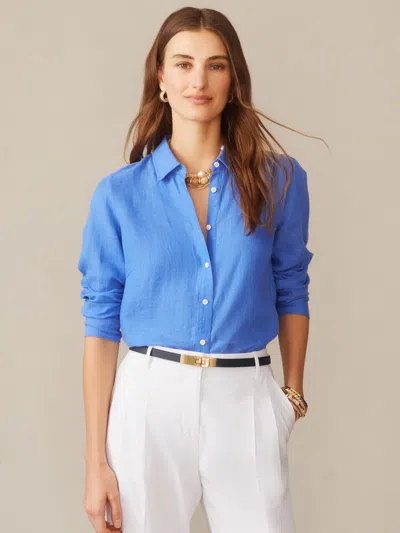 J.mclaughlin Women's Britt Linen Shirt French Blue