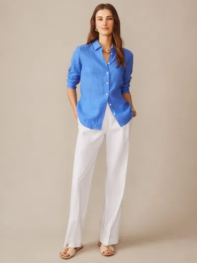 J.mclaughlin Women's Britt Linen Shirt French Blue