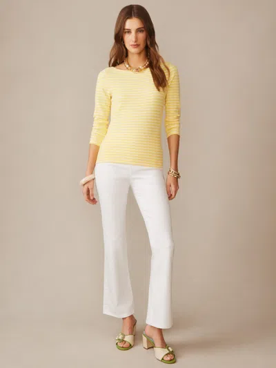 J.mclaughlin Women's Goldie T-shirt In Stripe Daffodil/white In Yellow