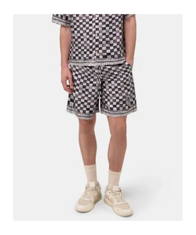 Amiri Checkered Drawstring Shorts In Blue