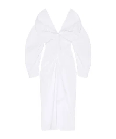 Givenchy Off-the-shoulder Cotton Poplin Midi Shirt Dress In White