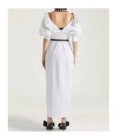 Givenchy Off-the-shoulder Cotton Poplin Midi Shirt Dress In White