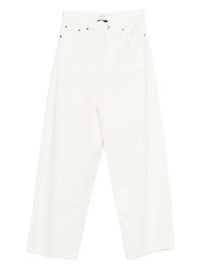 Haikure Bethany Twill Wide-leg Jeans 45 In White