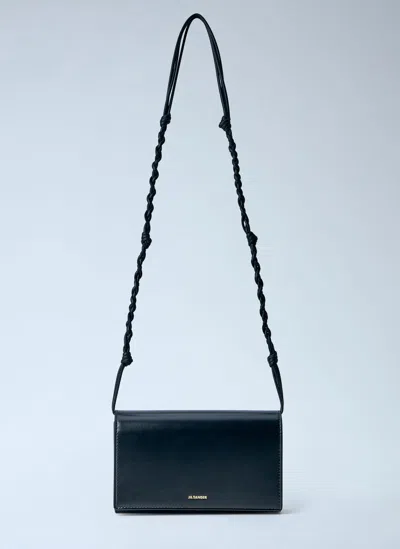 Jil Sander Tangle Wallet With Shoulder Strap In Black