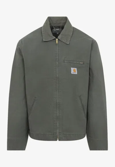 Carhartt Detroit Collared Jacket Front And Side Pockets In Green