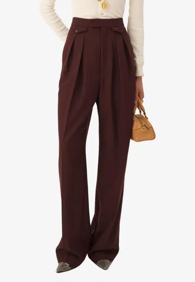 Chloé Suits Pant With Waist Pleats Trousers Bordeaux In Burgundy