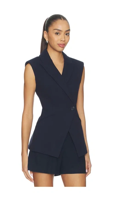 Veronica Beard Asymmetric Button Blazer In Blue