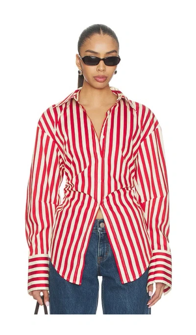 Simonmiller Loch Poplin Button Up Top In Red