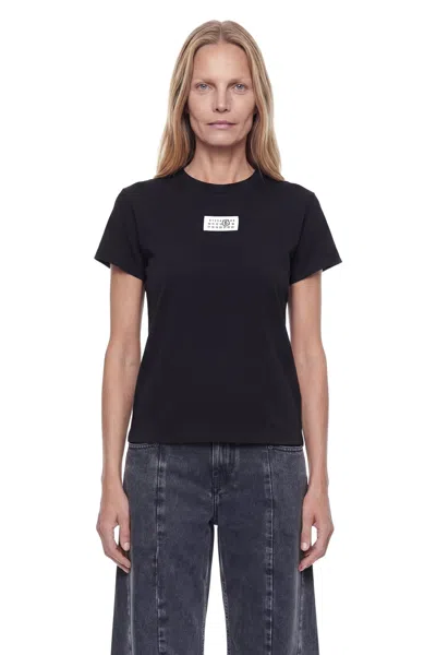 Mm6 Maison Margiela Patch Cotton T-shirt In Black