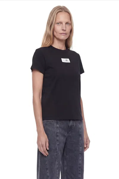 Mm6 Maison Margiela Patch Cotton T-shirt In Black