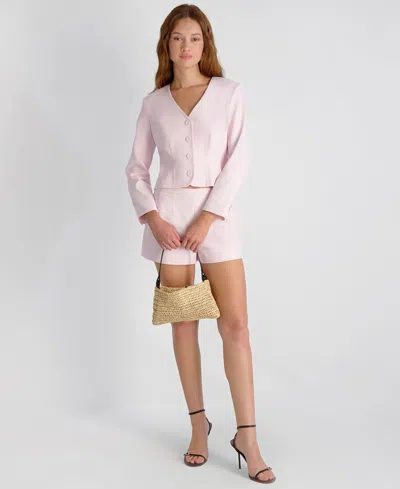 French Connection Halsey Twill Tailored Cropped Jacket In Pink