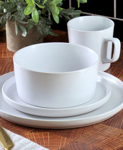 Elama Luxmatte White 16pc Dinnerware Set In White