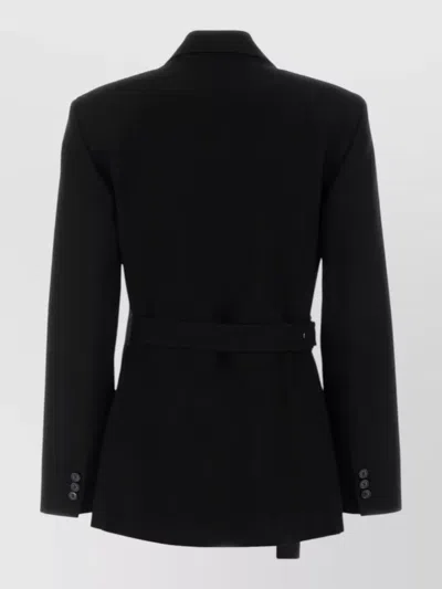 Loewe Womens Black Peak-lapel Draped Wool And Leather Blend Jacket In Black