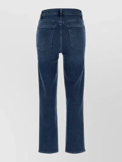 Frame Stretch Denim Straight Leg Five Pocket Jeans In Blue