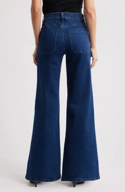 Frame Womens Palazzo Patch-pockets Wide-leg High-rise Stretch-organic-denim Blend Jeans Cursive