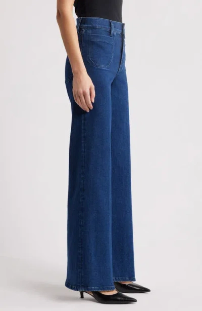 Frame Womens Palazzo Patch-pockets Wide-leg High-rise Stretch-organic-denim Blend Jeans Cursive