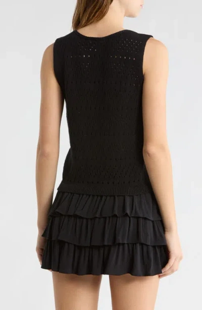 Abound Tie Front Sweater Tank In Black