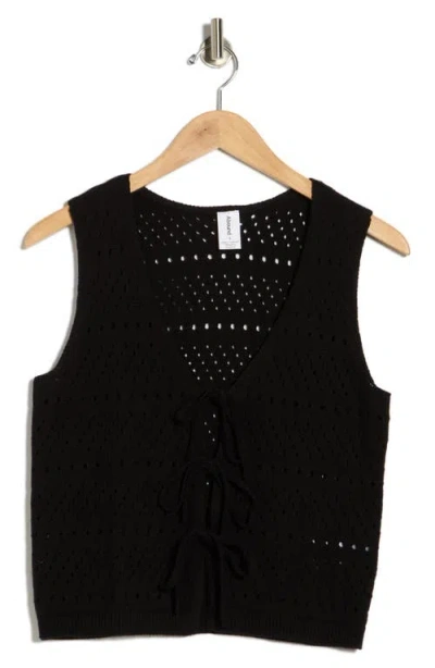 Abound Tie Front Sweater Tank In Black