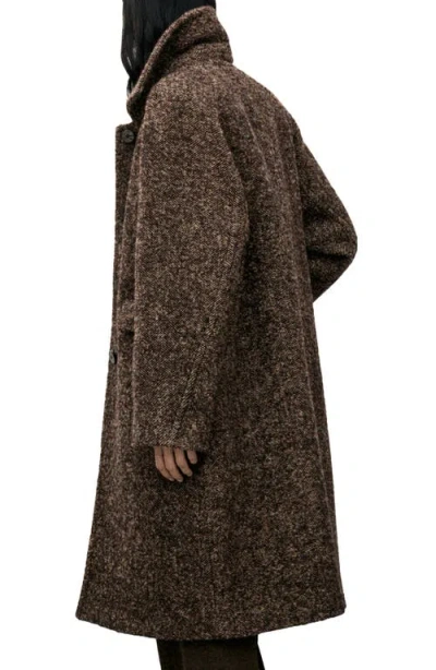 Mango Speckled Wool Blend Coat In Brown