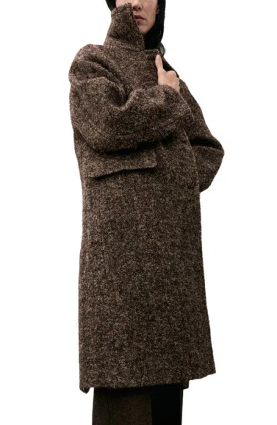 Mango Speckled Wool Blend Coat In Brown