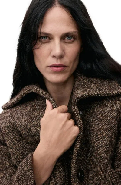 Mango Speckled Wool Blend Coat In Brown