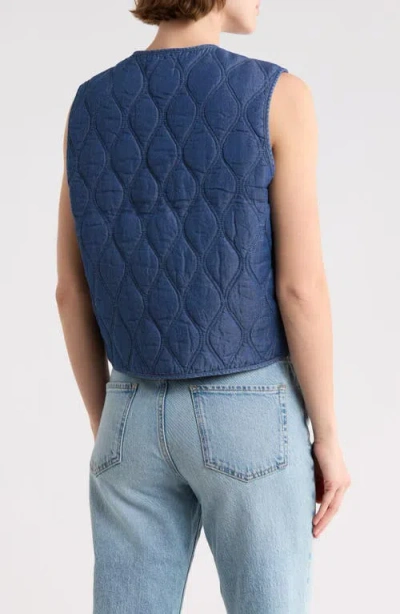 Nanette Lepore Heart Quilted Denim Vest In Blue