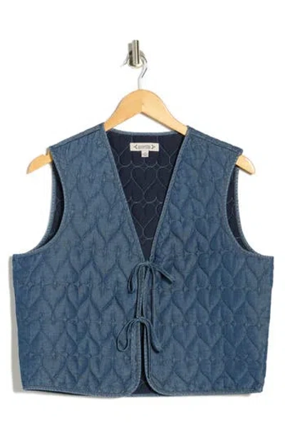 Nanette Lepore Heart Quilted Denim Vest In Blue