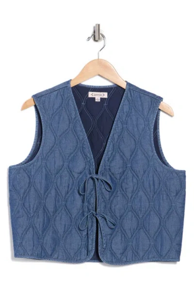 Nanette Lepore Heart Quilted Denim Vest In Blue
