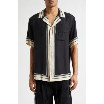 Dolce & Gabbana Men Hawaii Shirt With Logo And Striped Print In Multi
