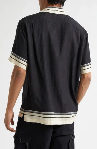 Dolce & Gabbana Men Hawaii Shirt With Logo And Striped Print In Multi