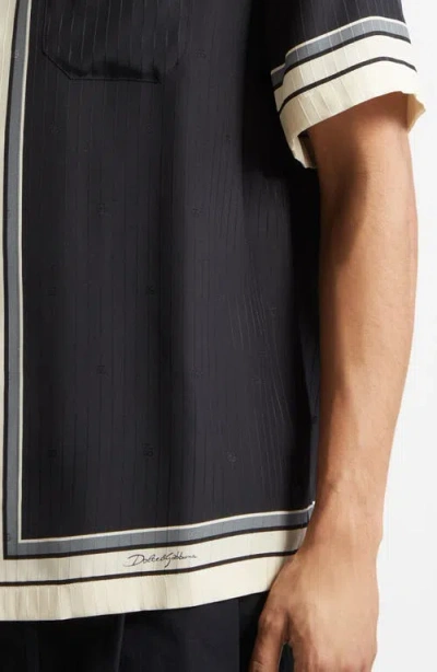 Dolce & Gabbana Men Hawaii Shirt With Logo And Striped Print In Multi