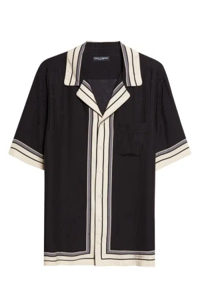 Dolce & Gabbana Men Hawaii Shirt With Logo And Striped Print In Multi