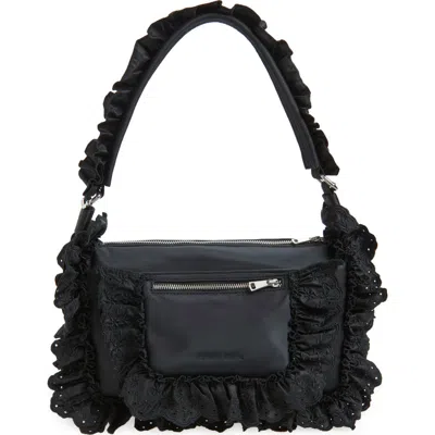 Simone Rocha Pillowcase Broderie Anglaise-trimmed Shell Shoulder Bag In Black