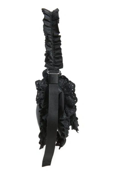 Simone Rocha Pillowcase Broderie Anglaise-trimmed Shell Shoulder Bag In Black