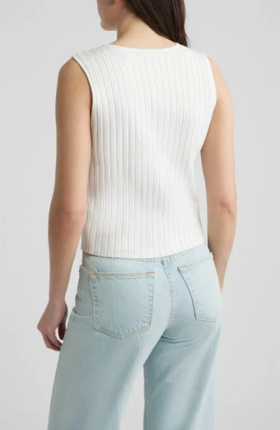 Bernardo Front Button Rib Vest In White