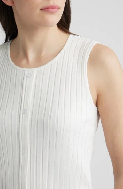 Bernardo Front Button Rib Vest In White