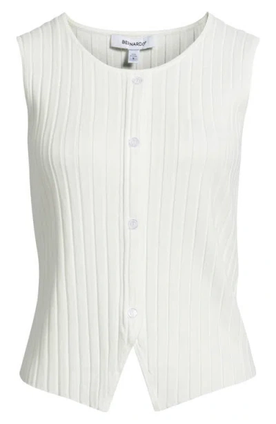 Bernardo Front Button Rib Vest In White